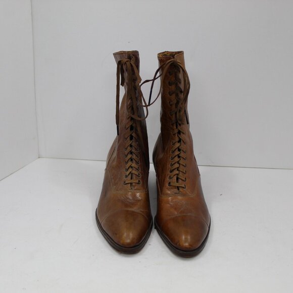 Antique Hamilton Brown Makers Shoe Co Victorian Ladies Brown Leather Boots - Picture 2 of 14